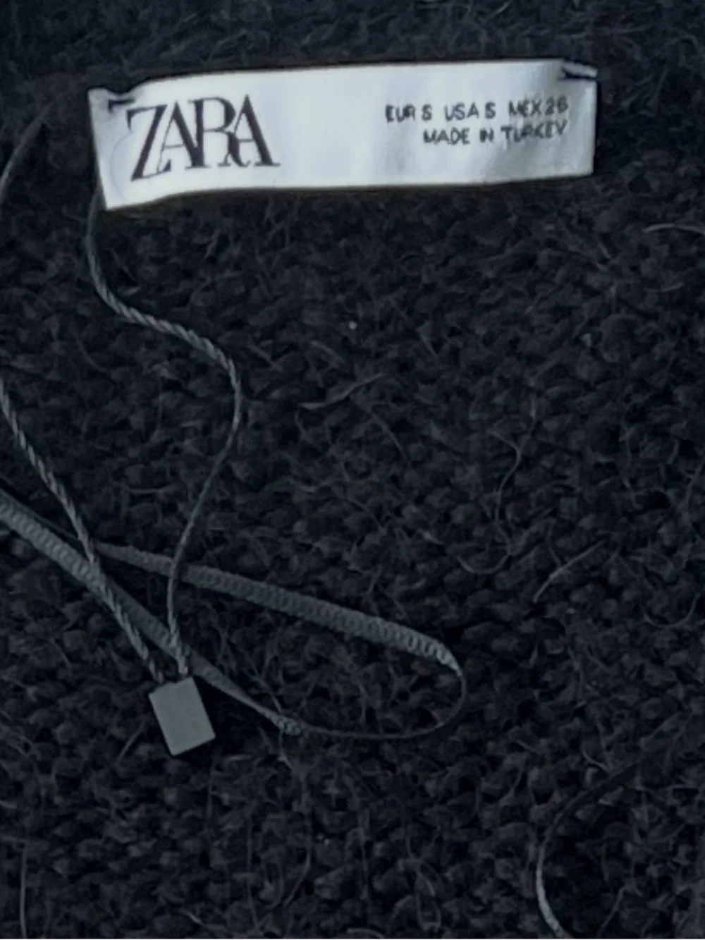 Zara Knit Open Front Cardigan Sweater Cropped Wool & Alpaca Blend  Black Size S - Picture 4 of 8